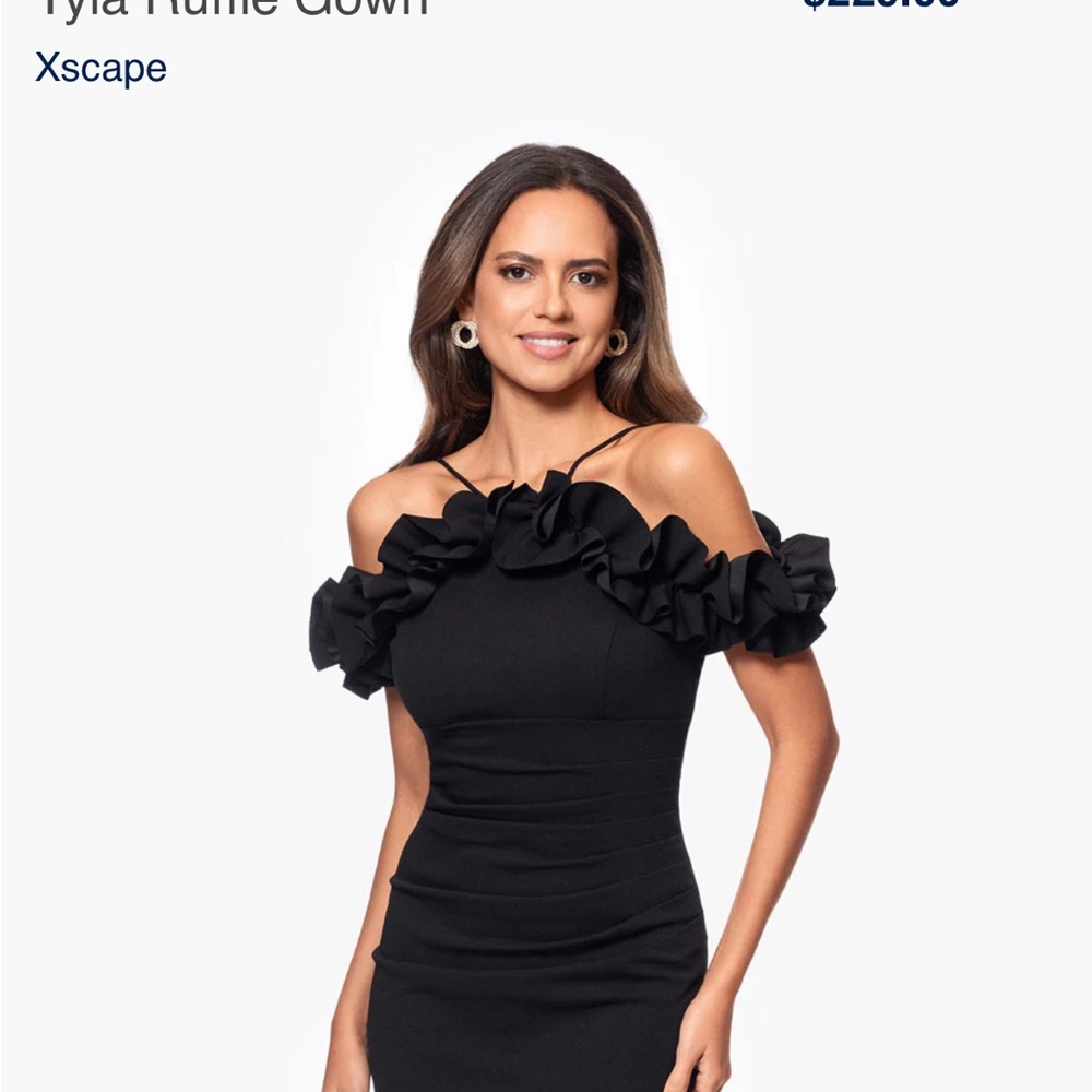 Xscape Black Strapless Ruffle Dress